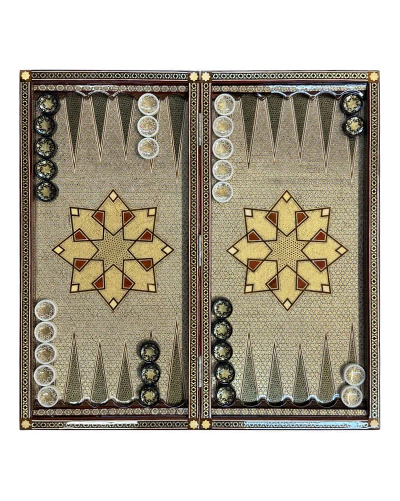 تخته نرد خاتم کاری تمام خاتم رو گرد برجسته 60 سانتی کد 10261