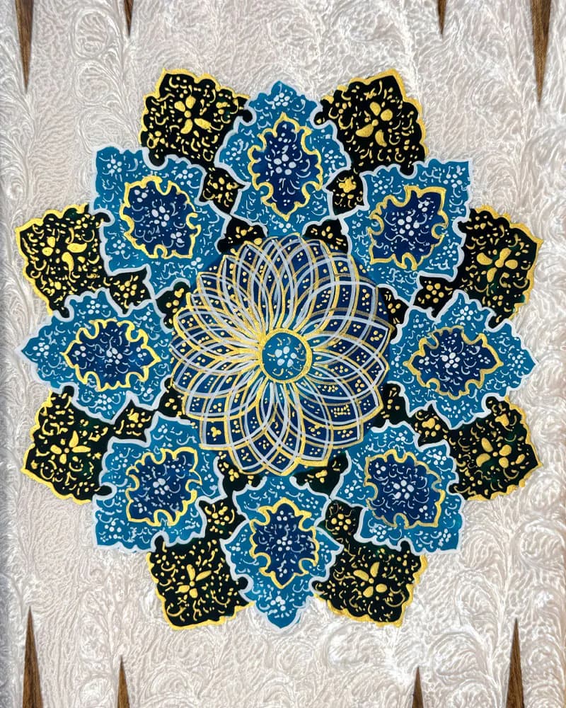 تخته نرد خاتم کاری تمام تذهیب کد 10260 — تصویر ۵