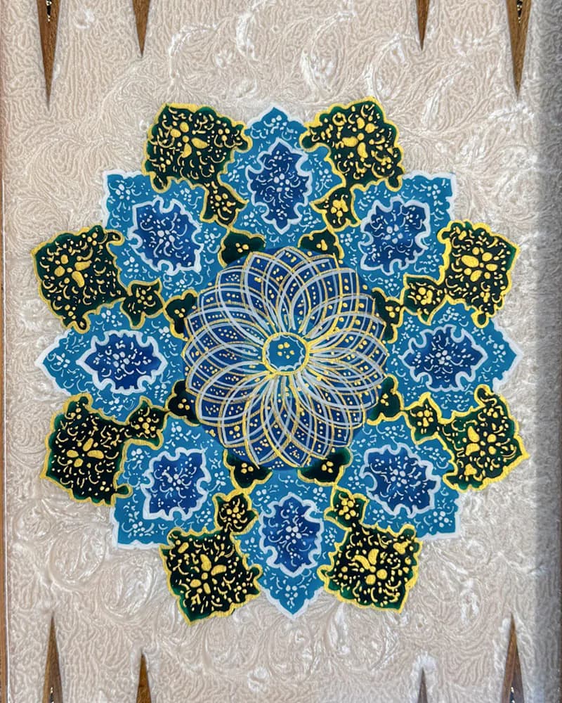 تخته نرد خاتم کاری تمام تذهیب کد 10258 — تصویر ۵