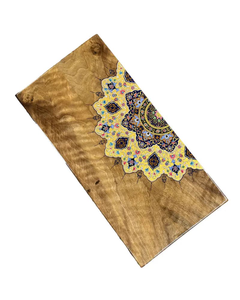 تخته نرد چوب گردو تک بازی نقاشی تذهیب اصولی کد 10236 — تصویر ۸