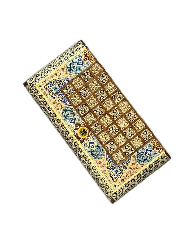 تخته نرد خاتم کاری تمام تذهیب 30 سانتی کد 10179 — تصویر ۲