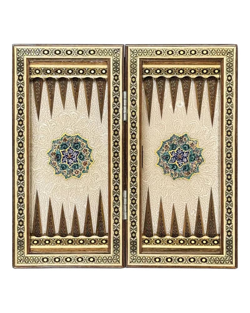 تخته نرد خاتم کاری تمام تذهیب 30 سانتی کد 10179