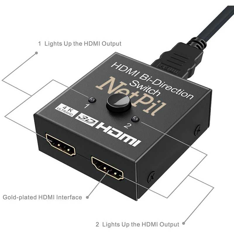 سوییچ 1 به 2 HDMI نت پیل مدل SW12 — تصویر ۲