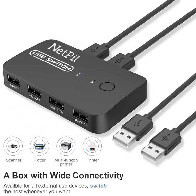 سوییچ 2 پورت USB نت پیل مدل U204 — تصویر ۲