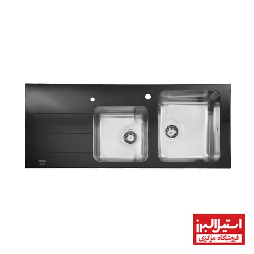 سینک کریستال مشکی شیشه ای توکار استیل البرز