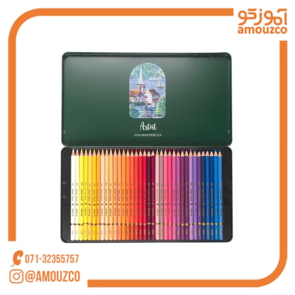 مداد رنگی آریا آرتیست 72 رنگ جعبه فلزی — تصویر ۶