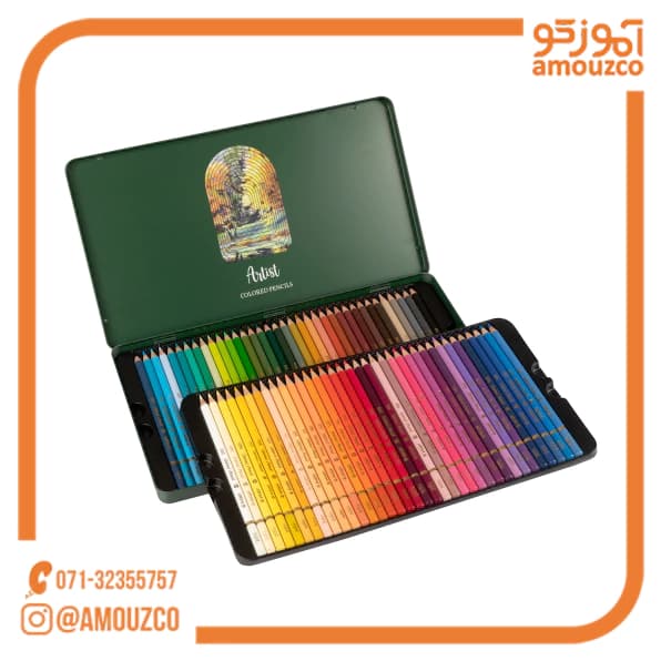 مداد رنگی آریا آرتیست 72 رنگ جعبه فلزی — تصویر ۸