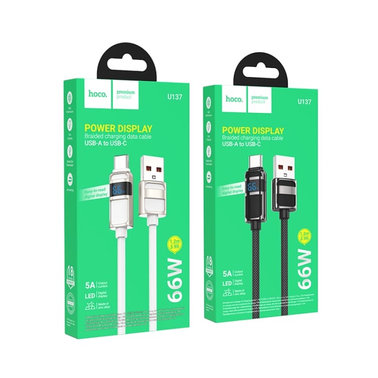 کابل usb به تایپ سی برند هوکو مدل U137 دارای نمایشگر — تصویر ۸