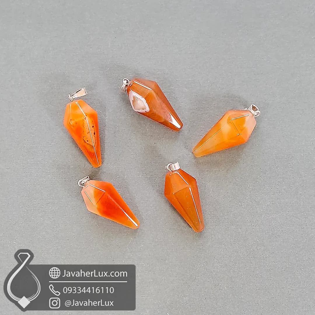 پاندول سنگی کارنلین اصل و طبیعی مدل شاقول _ کد 401108 — تصویر ۶