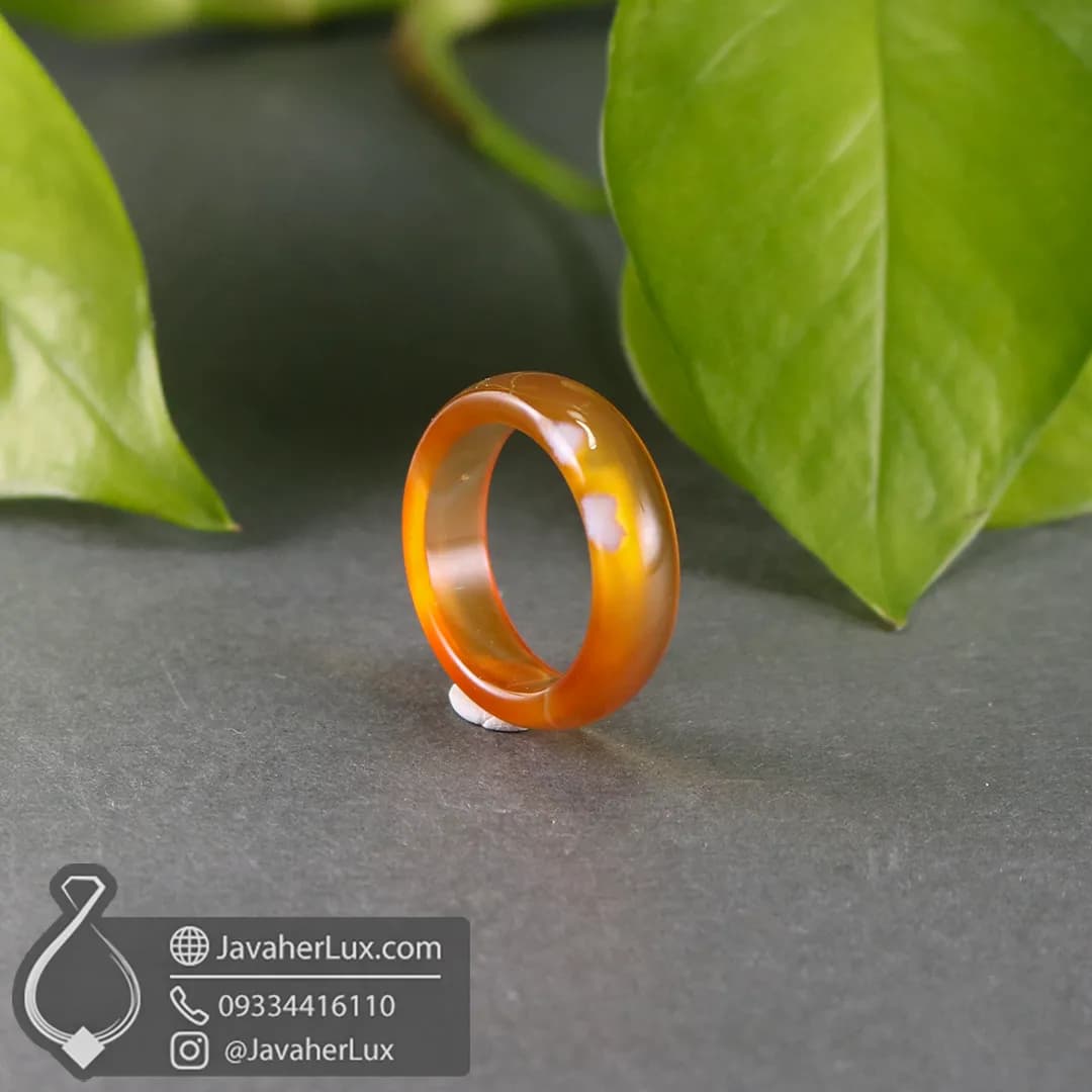 حلقه سنگی عقیق طبیعی نارنجی مدل آتش _ کد 401092 — تصویر ۷