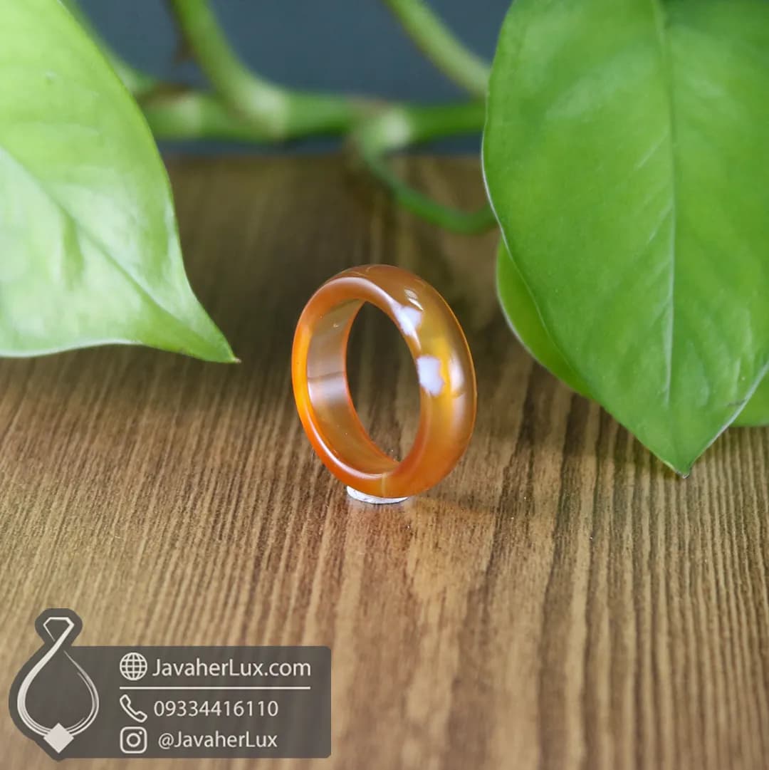 حلقه سنگی عقیق طبیعی نارنجی مدل آتش _ کد 401092 — تصویر ۹