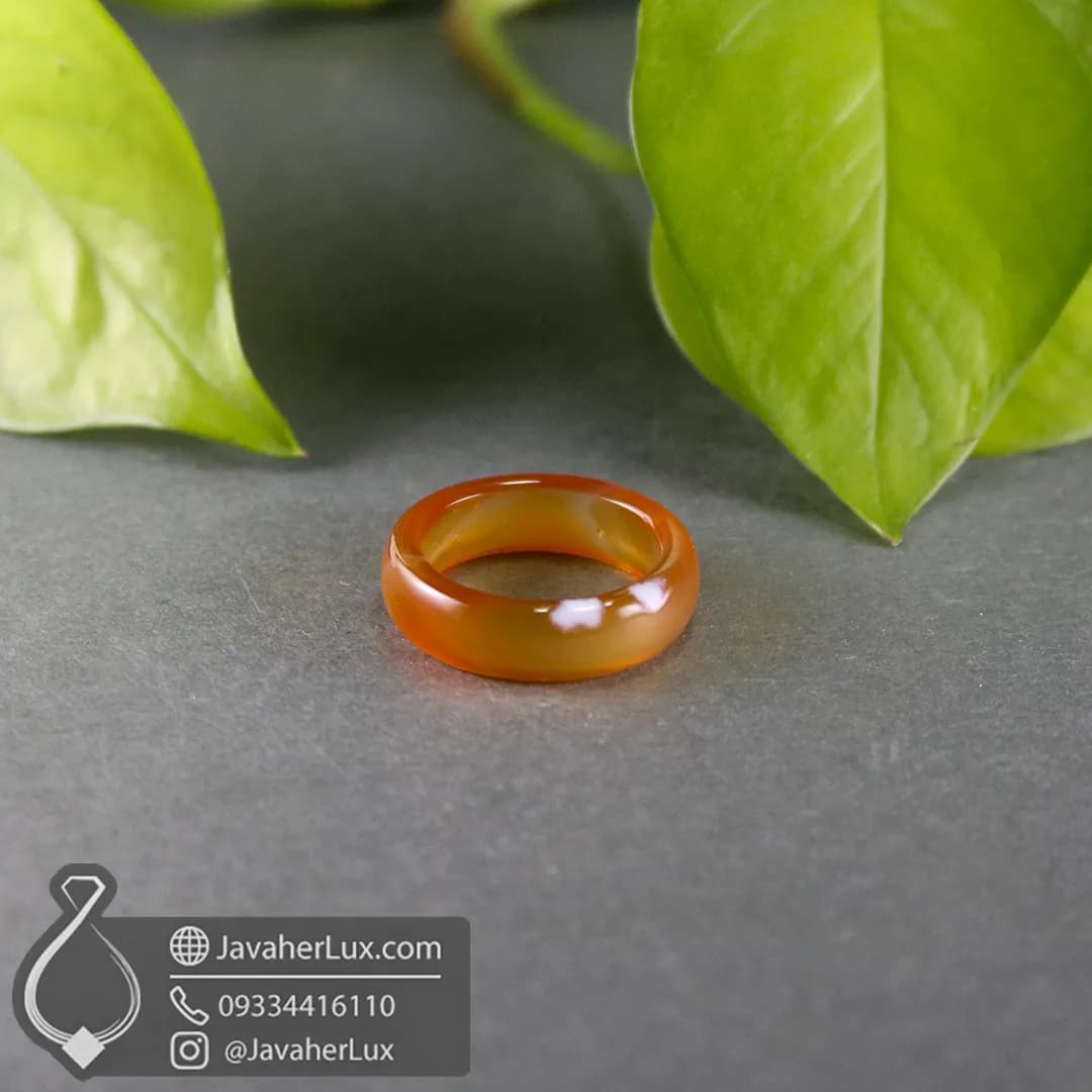حلقه سنگی عقیق طبیعی نارنجی مدل آتش _ کد 401092 — تصویر ۸