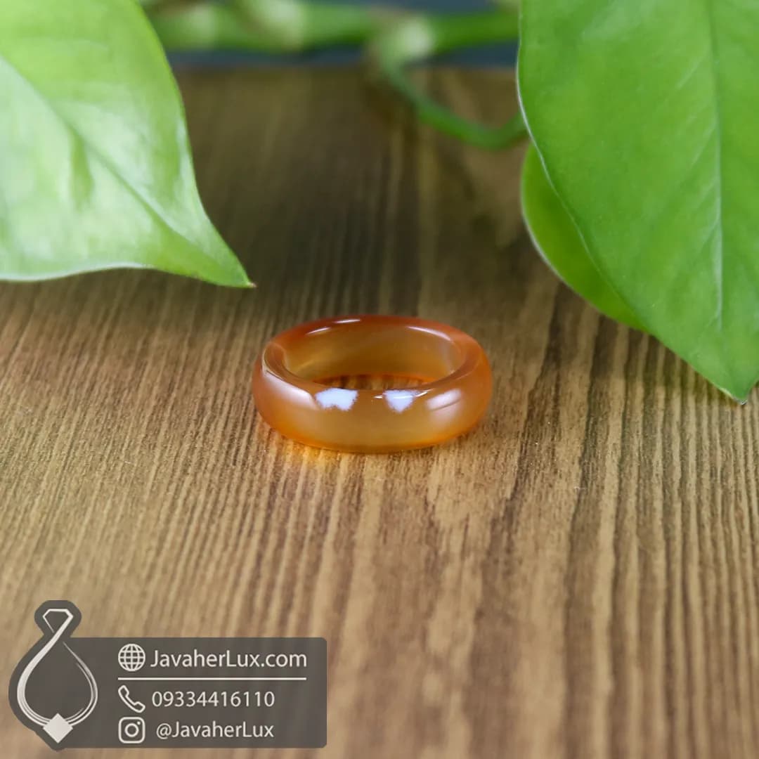 حلقه سنگی عقیق طبیعی نارنجی مدل آتش _ کد 401092 — تصویر ۴