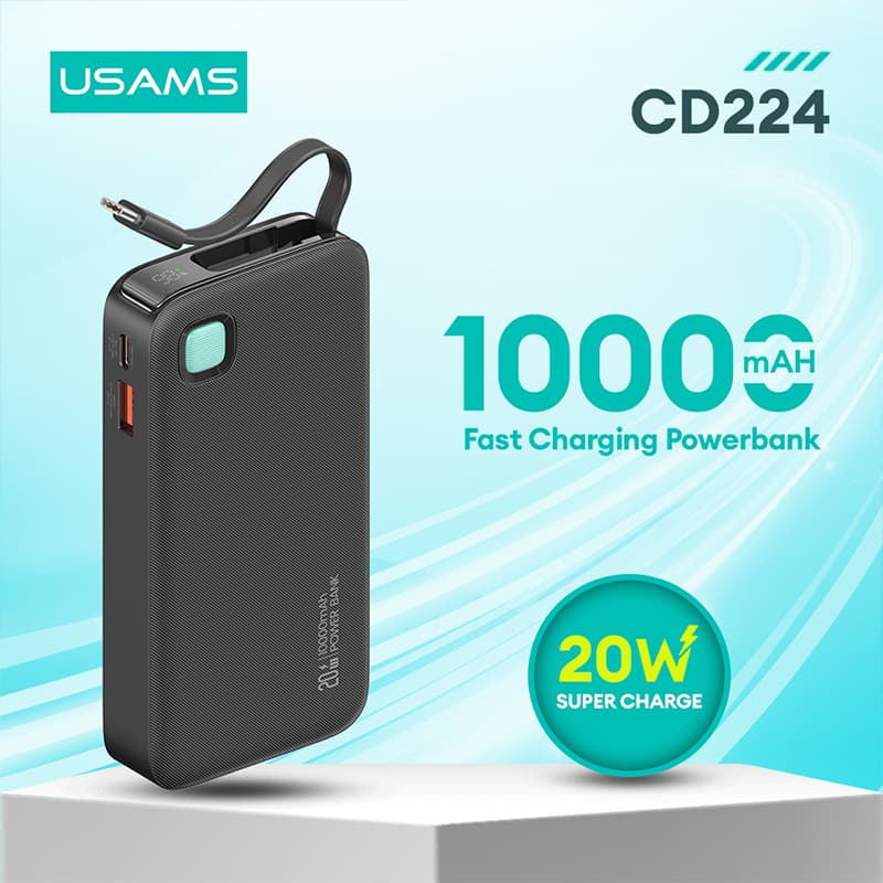 پاور بانک یوسامز مدل CD224 ظرفیت 10000 میلی آمپر — تصویر ۴