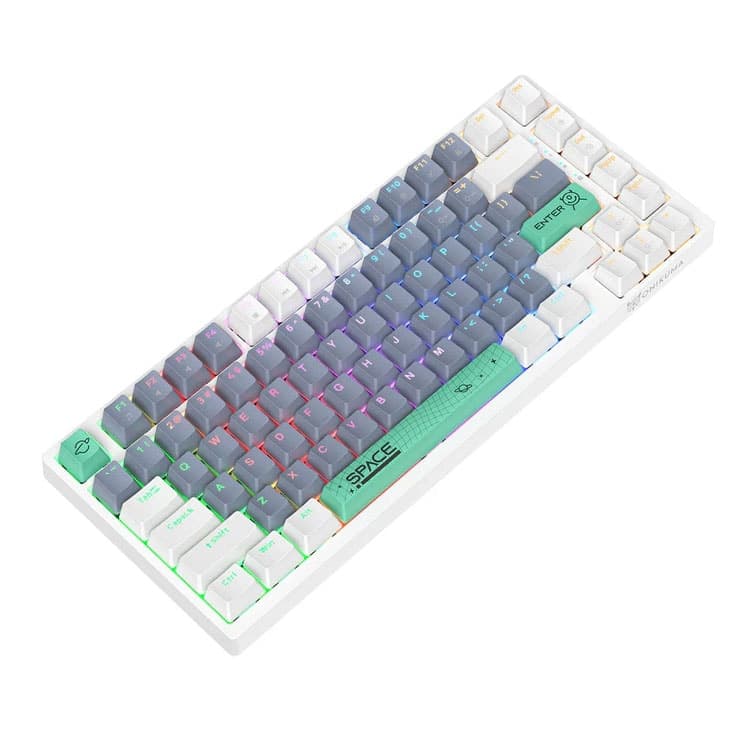 کیبورد با سیم گیمینگ Onikuma G52 RGB سفید – سوییچ قهوهای — تصویر ۲