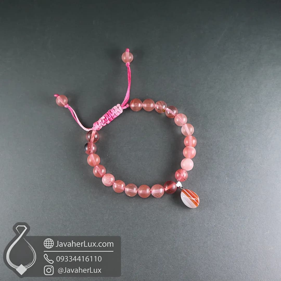 دستبند چری کوارتز صنعتی با آویز سنگ عقیق لایه‌ای طبیعی جواهرلوکس _ کد 401078 — تصویر ۱۰