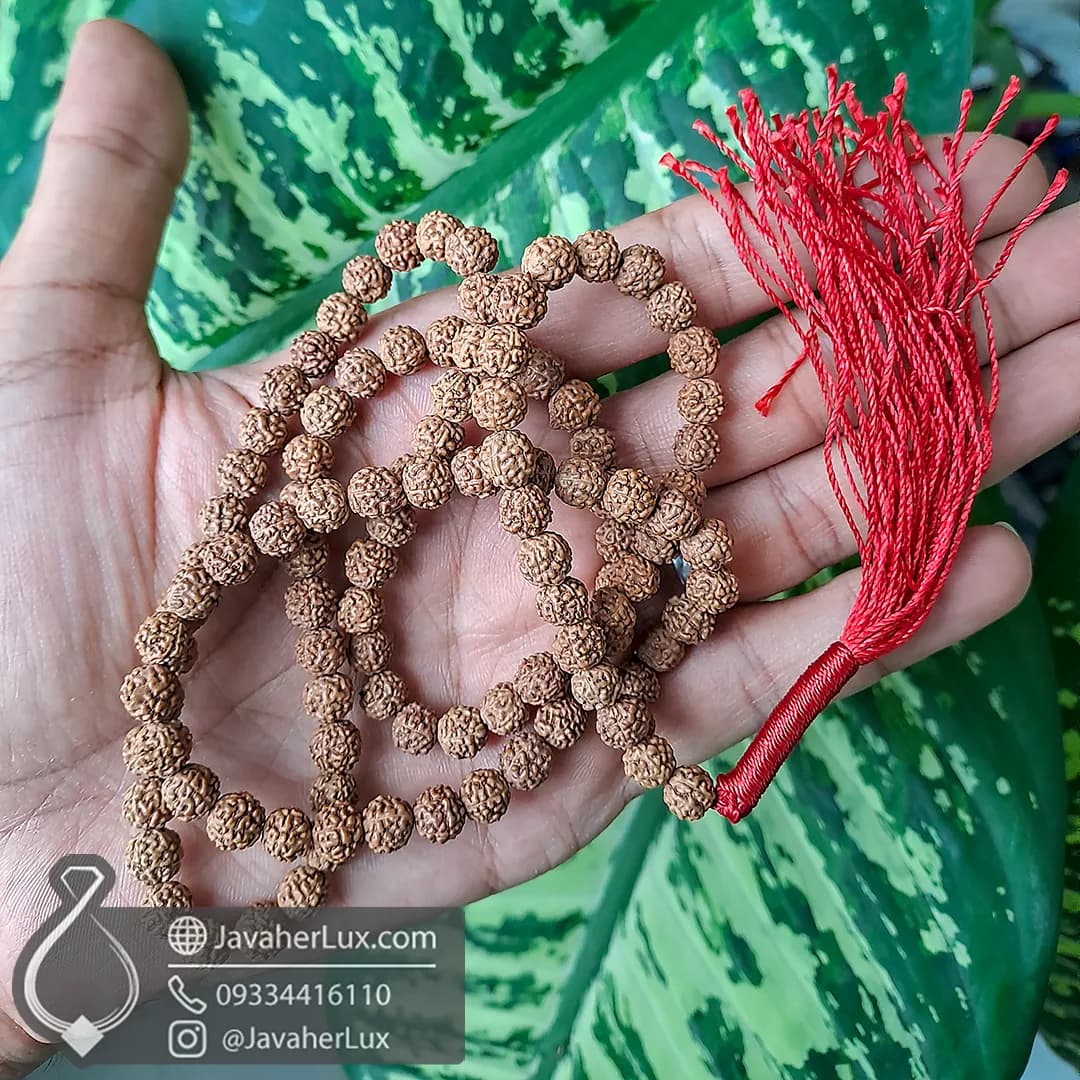 تسبیح رودراکشا مالا 5 موکی 108 دانه 45 سانتی _ کد 500093 — تصویر ۸