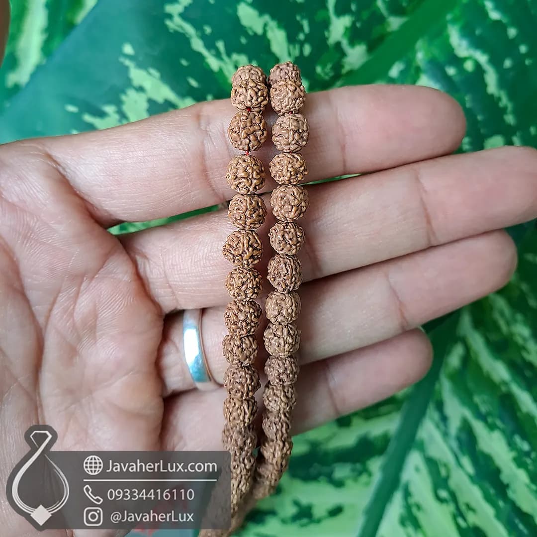 تسبیح رودراکشا مالا 5 موکی 108 دانه 45 سانتی _ کد 500093 — تصویر ۵