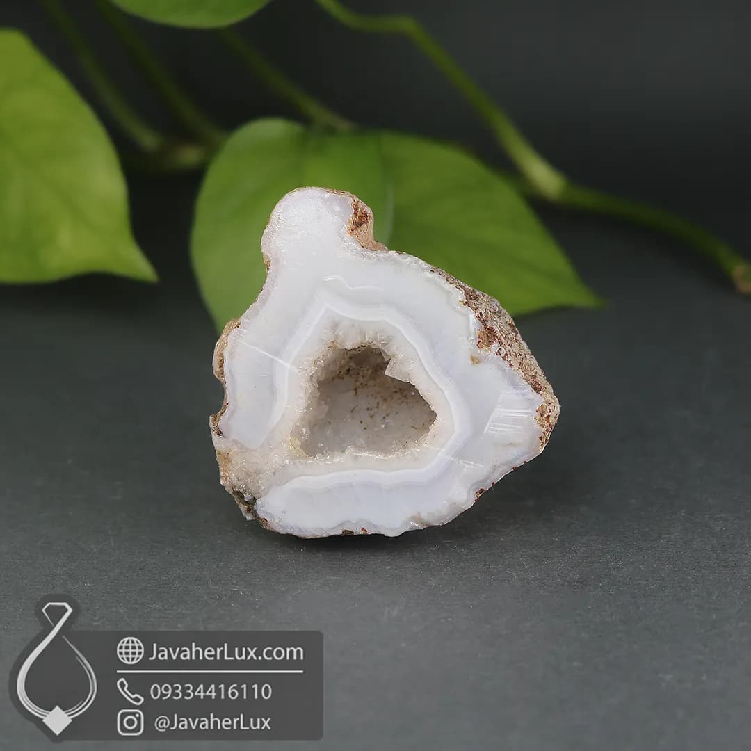 سنگ طبیعی عقیق ژئود سفید مناسب سنگ درمانی _ کد 401072 — تصویر ۸