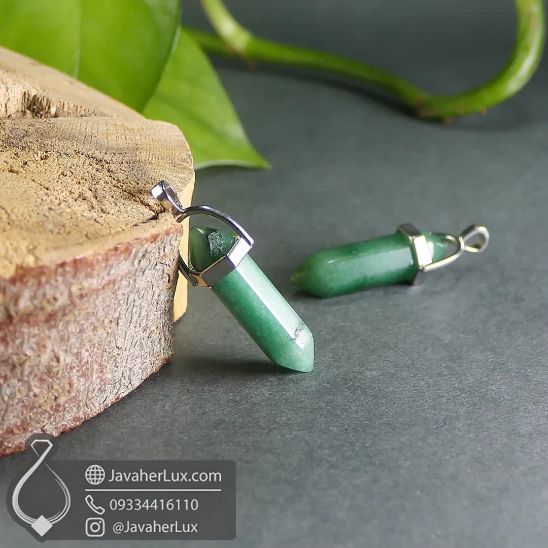 گردنبند منشور سنگ آونتورین سبز طبیعی مدل نايرو _ کد 401069 — تصویر ۱۰