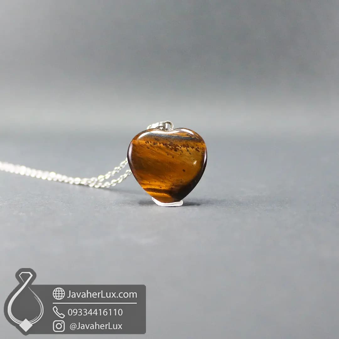 نیم ست سنگ چشم ببر جواهر لوکس تراش قلبی _ کد 401052 — تصویر ۱۲
