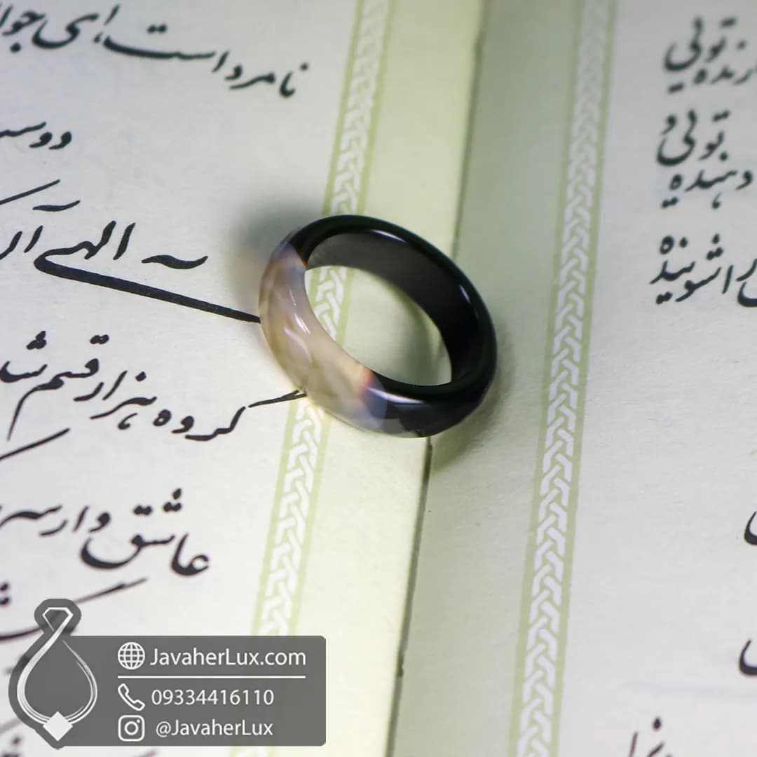حلقه سنگی اونیکس سیاه و سفید تراش دار جواهرلوکس _ کد 401048 — تصویر ۸