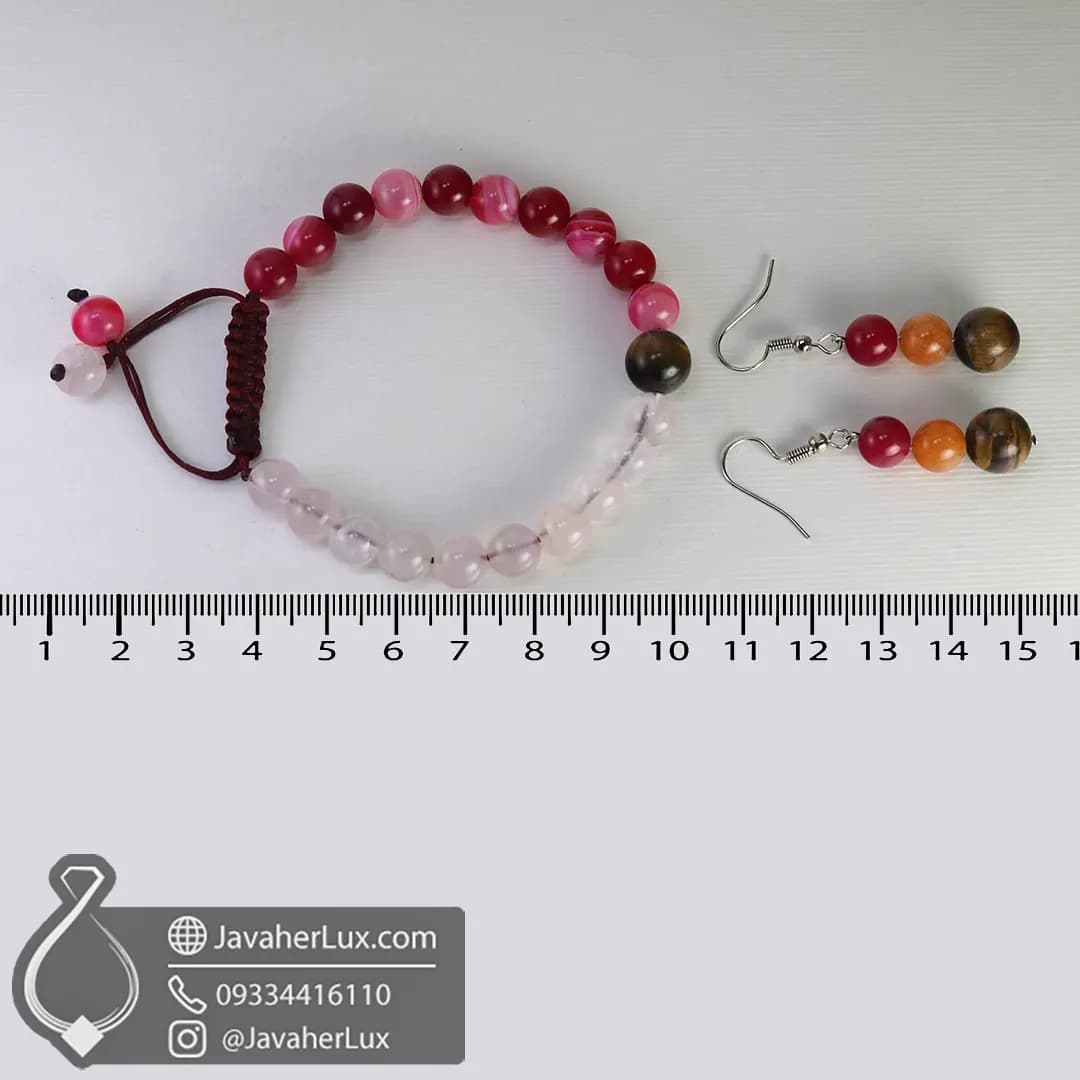 ست دستبند و گوشواره سنگ ماه تولد مرداد _ کد 401047 — تصویر ۱۰