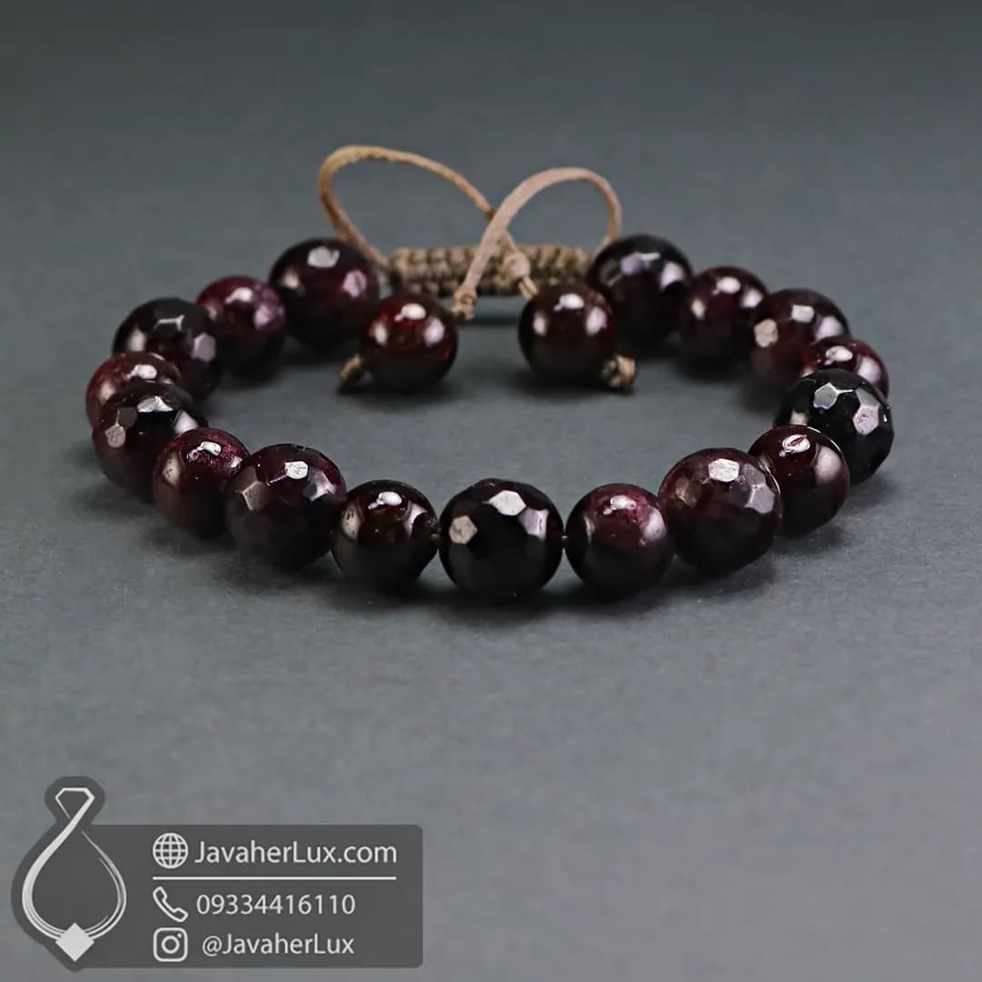 دستبند سنگ یاقوت گارنت اصل _ کد 401041