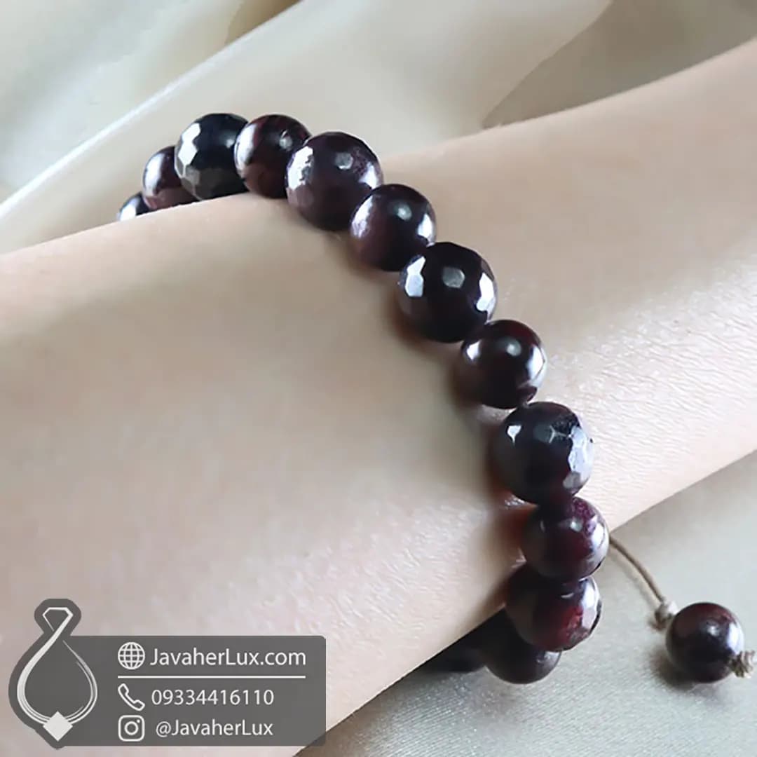 دستبند سنگ یاقوت گارنت اصل _ کد 401041 — تصویر ۷
