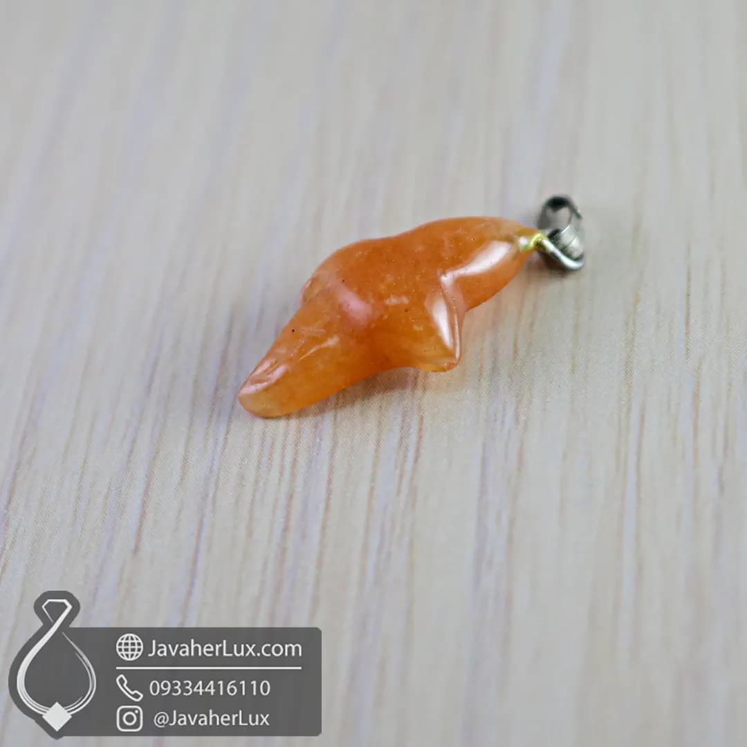 گردنبند سنگ آونتورین پرتقالی تراش پرنده _ کد 401035 — تصویر ۳
