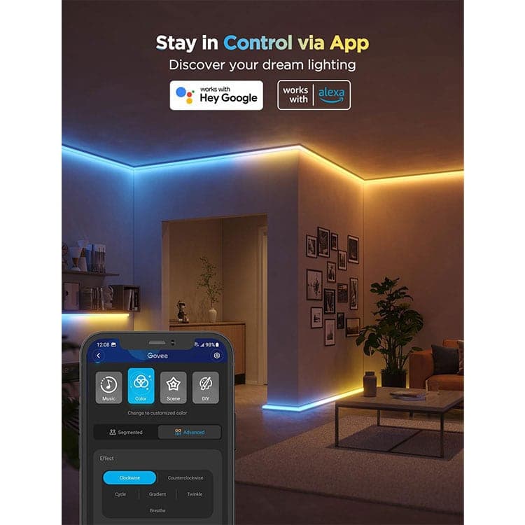 ریسه هوشمند روکش دار 5 متری GoVee RGBIC LED مدل H61B53D1DE — تصویر ۱۱