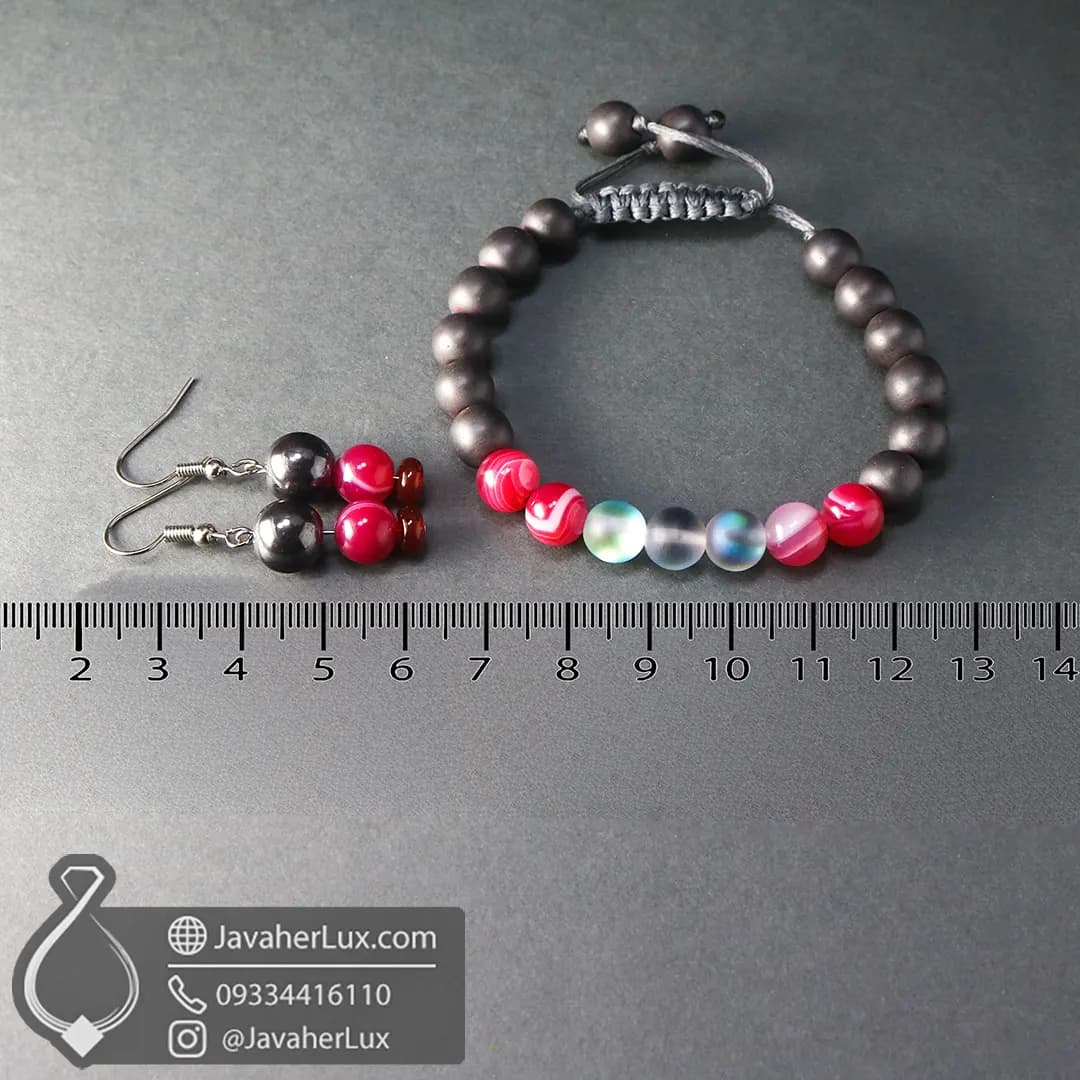 ست دستبند و گوشواره سنگ ماه تولد تیر _ کد 401022 — تصویر ۱۲