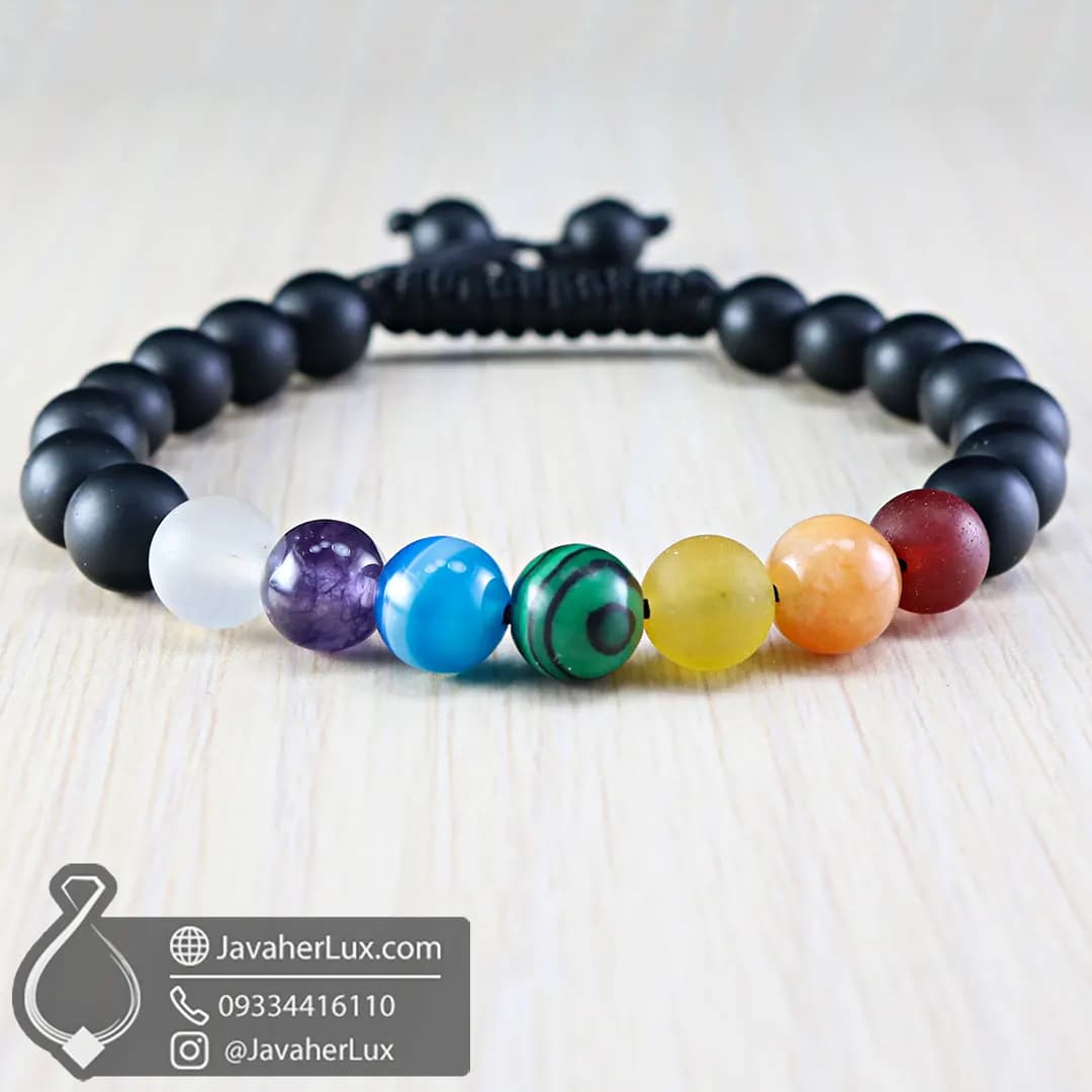 دستبند سنگی هفت چاکرا مدل جدای _ کد : 401015 — تصویر ۳