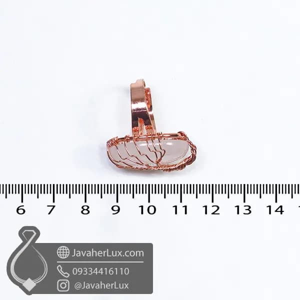 انگشتر رز کوارتز صورتی اصل طرح درخت زندگی _ کد : 401009 — تصویر ۳