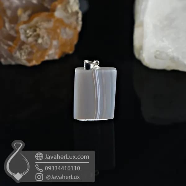 گردنبند عقیق سلیمانی خاکستری _ کد : 400987 — تصویر ۶