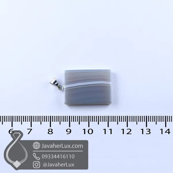 گردنبند عقیق سلیمانی خاکستری _ کد : 400987 — تصویر ۲