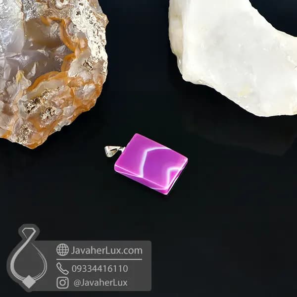 گردنبند عقیق سلیمانی صورتی _ کد : 400966 — تصویر ۵