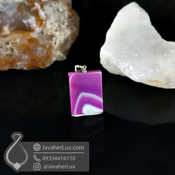 گردنبند عقیق سلیمانی صورتی _ کد : 400966