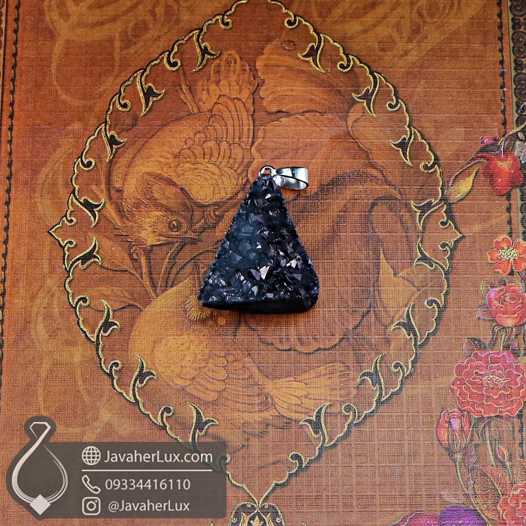 گردنبند ژئود کوارتز دودی شیک و زیبا _ کد : 400980 — تصویر ۵