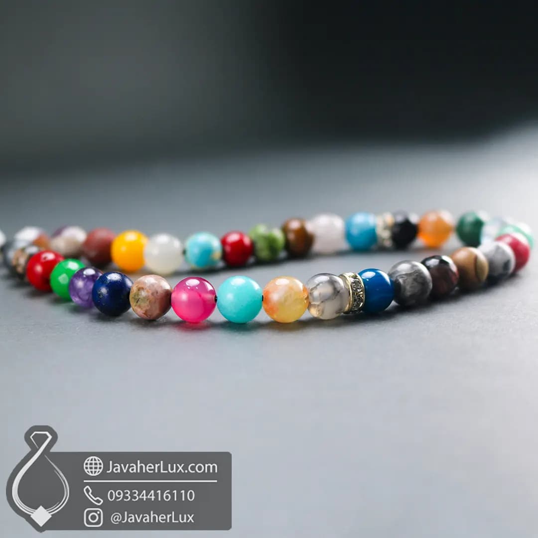 تسبیح احجار الشفا سنگ درمانی 7 چاکرا جواهر لوکس Ahjar Al-Shifa Tasbih _ کد 500089 — تصویر ۱۱