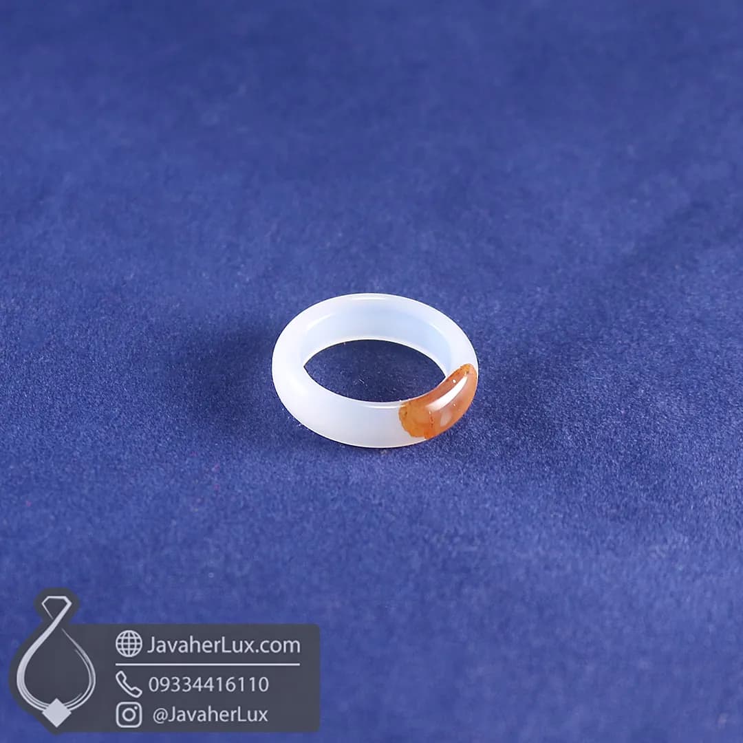 حلقه سنگی عقیق طبیعی سفید مدل کیمیاگر _ کد 400968 — تصویر ۸