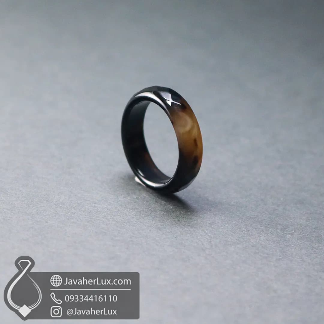 حلقه سنگی عقیق طبیعی تراش دار _ کد : 400967 — تصویر ۱۱