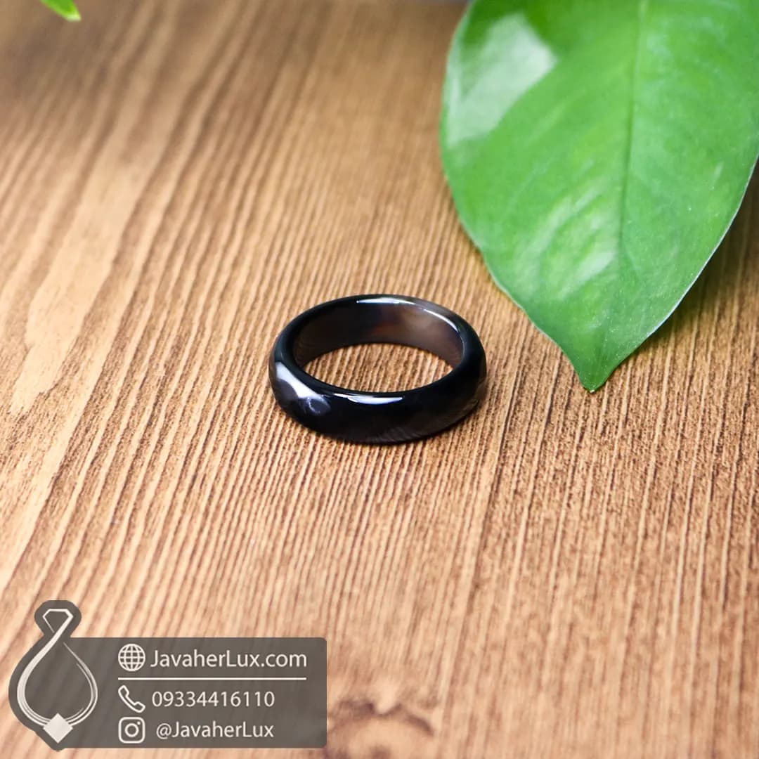 حلقه سنگی عقیق طبیعی تراش دار _ کد : 400967 — تصویر ۷