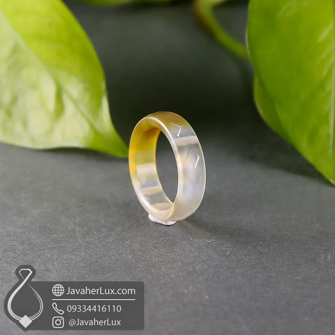 حلقه سنگی عقیق طبیعی و معدنی دو رنگ مدل بیستون _ کد 400951 — تصویر ۱۱