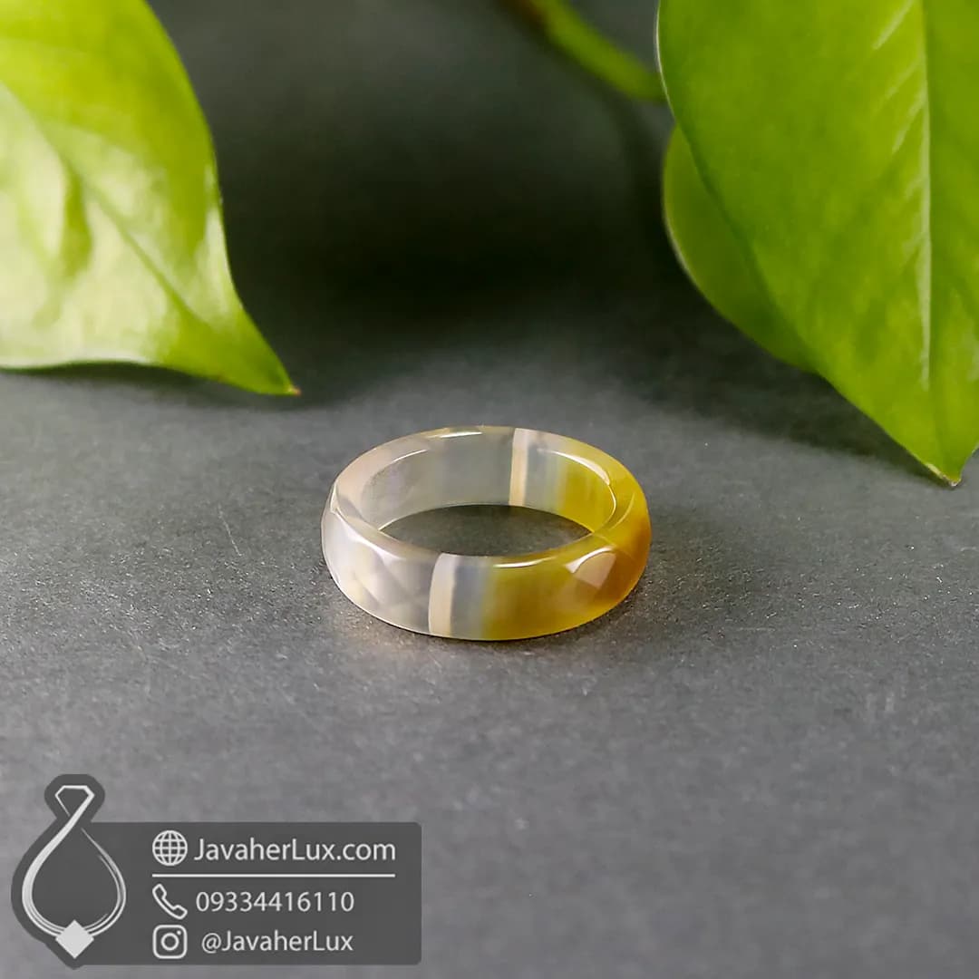حلقه سنگی عقیق طبیعی و معدنی دو رنگ مدل بیستون _ کد 400951 — تصویر ۱۲