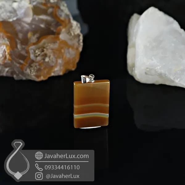گردنبند عقیق طبیعی قهوه ای سلیمانی اصل _ کد : 400950 — تصویر ۵