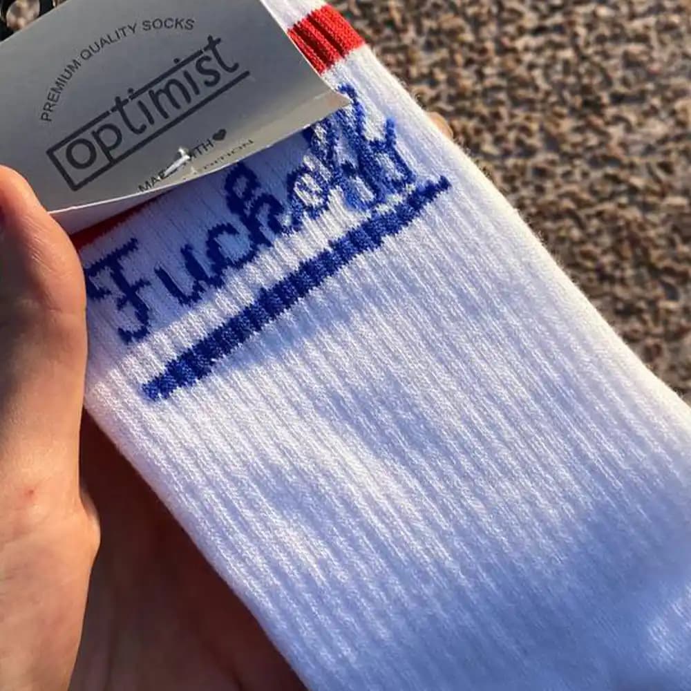 جوراب fck off سفید آبی — تصویر ۲
