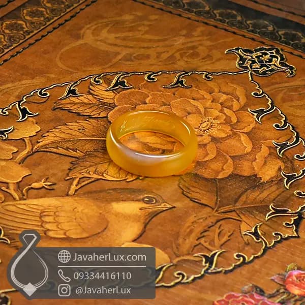 حلقه سنگی عقیق زرد شرف الشمس مدل آفتاب _ کد : 400936 — تصویر ۶