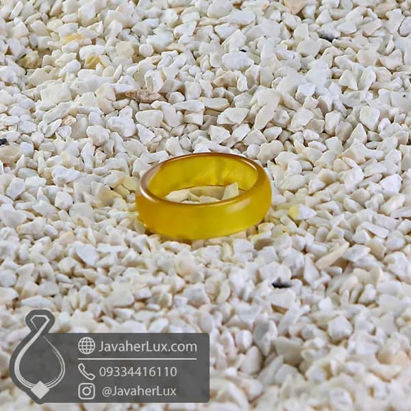 حلقه سنگی عقیق زرد شرف الشمس مدل آفتاب _ کد : 400936 — تصویر ۳