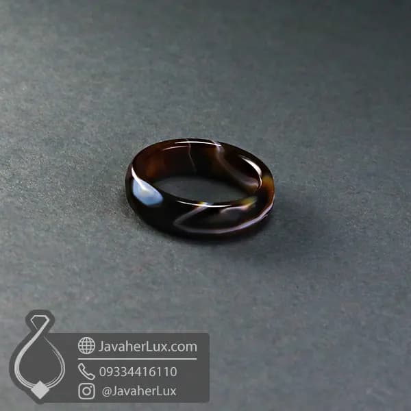 حلقه سنگی عقیق سلیمانی مدل باشوان _ کد : 400935 — تصویر ۴